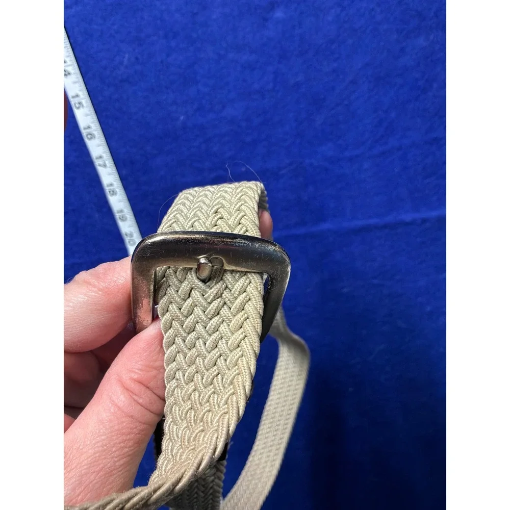 Classic Preppy Mens Unbranded Braided Woven Stretch Belt L‎ 38-40 Beige Brown